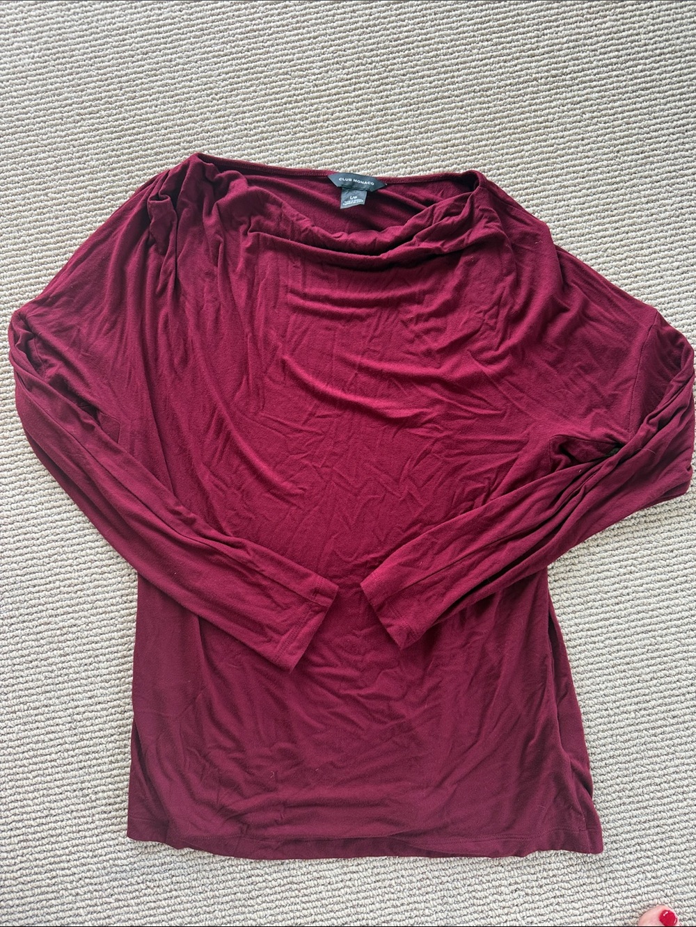 Club Monaco Boat Neck Long-Sleeve Top - Burgundy